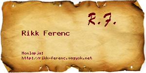 Rikk Ferenc névjegykártya