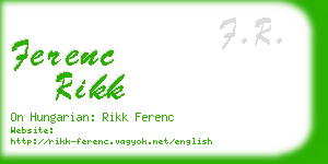 ferenc rikk business card